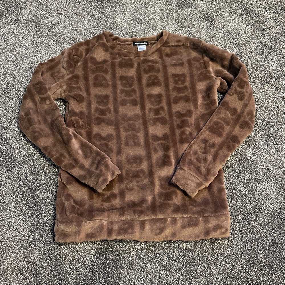 Weekending women’s xs brown teddy bear soft pullover crewneck sweatshirt
